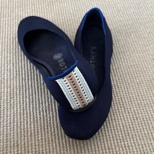 Rothy's Navy Flats with Striped Accent